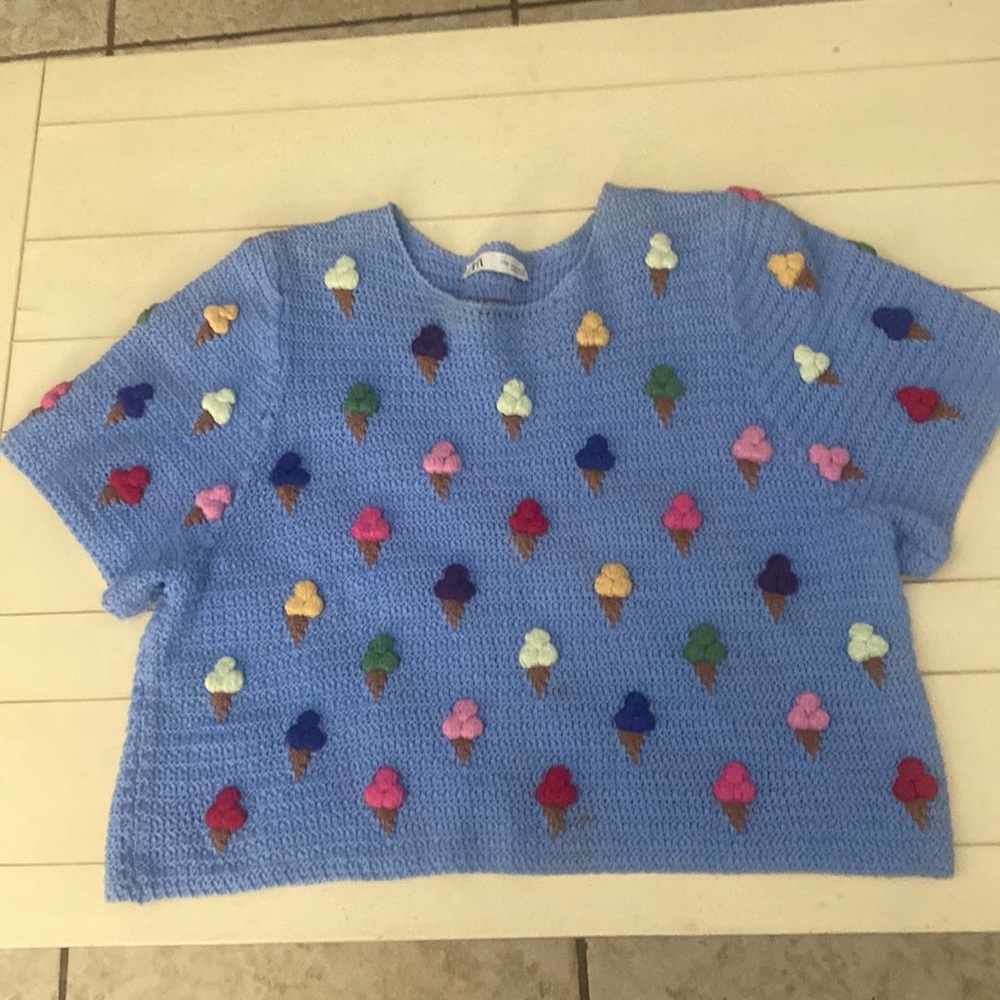Zara cotton knit shirt top in size M